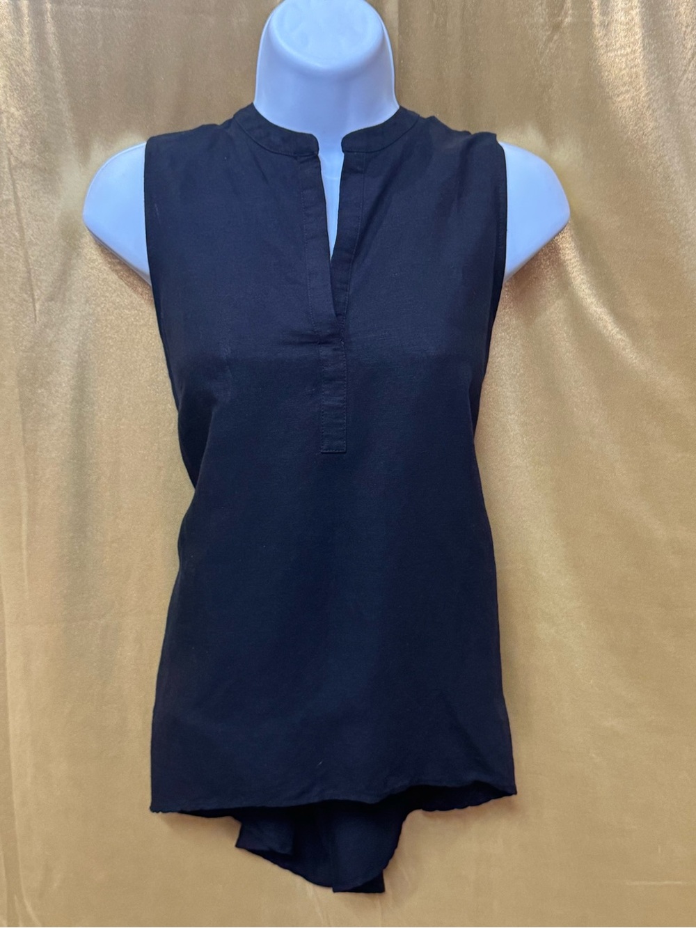 The Limited Black Linen Blend Sleeveless Tunic Top, Size Small